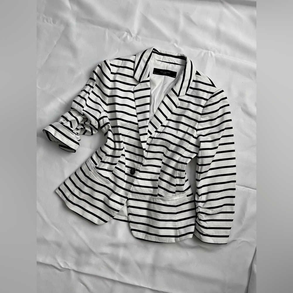 Black and white striped blazer